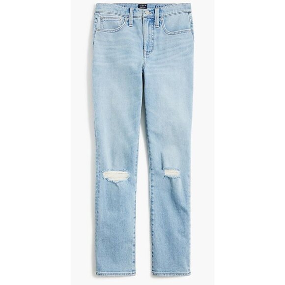 J.Crew Denim - J.Crew Essential Straight Jean Size 31 High Rise Distressed Knees stretch NWT